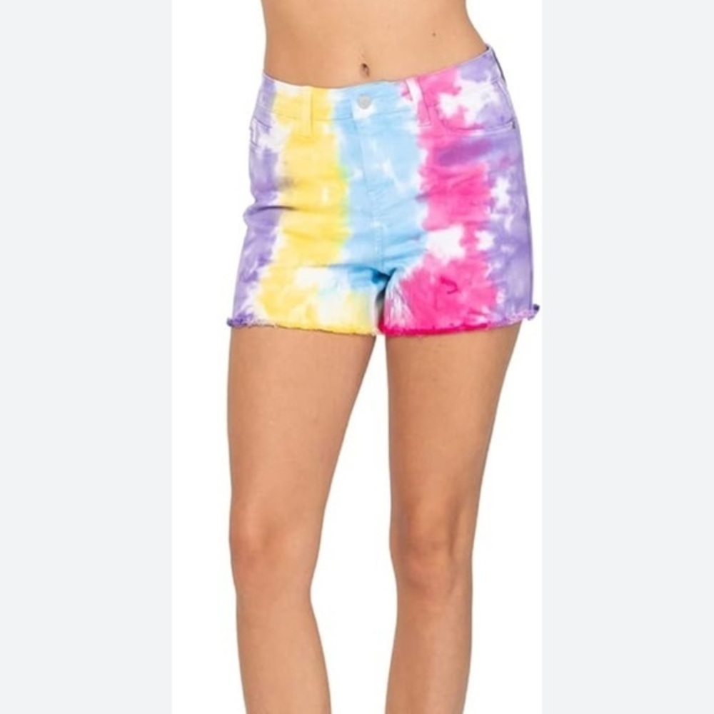 Judy Blue Snow Cone Colorful Tie-Dye Jean Shorts